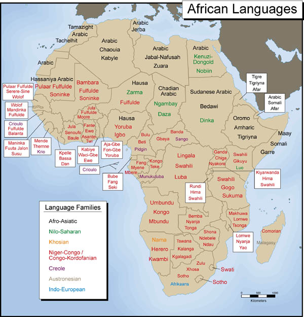 La distribuzione delle lingue in Africa